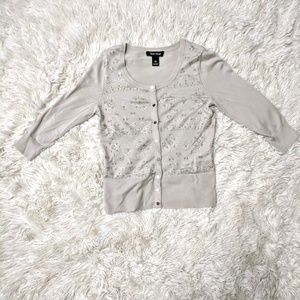 WHBM Cream 3/4 Sleeve Sweater